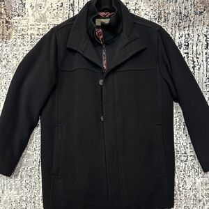 Marc New York Men’s Black Wool Coat with Zip Up Inner Bib